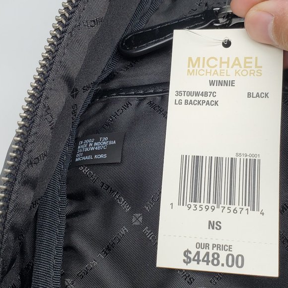 Michael Kors Winnie Large Quilted Nylon Backpack Black